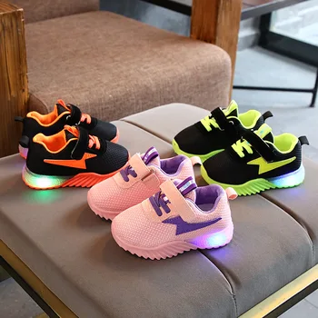 

Hot sales thunder fashion baby shoes high quality cute baby sneakers LED Lovely soft breathable girls boys shoes infant tennis