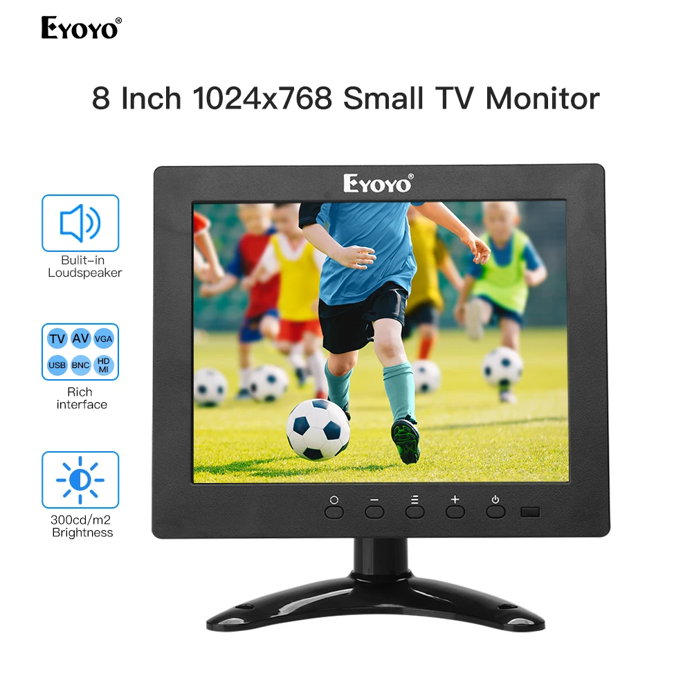 Eyoyo EM08E 8 дюймов HDMI маленький экран телевизора 1024x768 lcd ips Совместимый DVD PC монитор