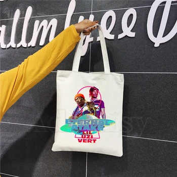 

LIL UZI VERT Hip Hop Rapper Ladie Cloth Canvas Tote Bag Shopping Travel Women Eco Reusable Shoulder Shopper Bags Bolsas De Tela