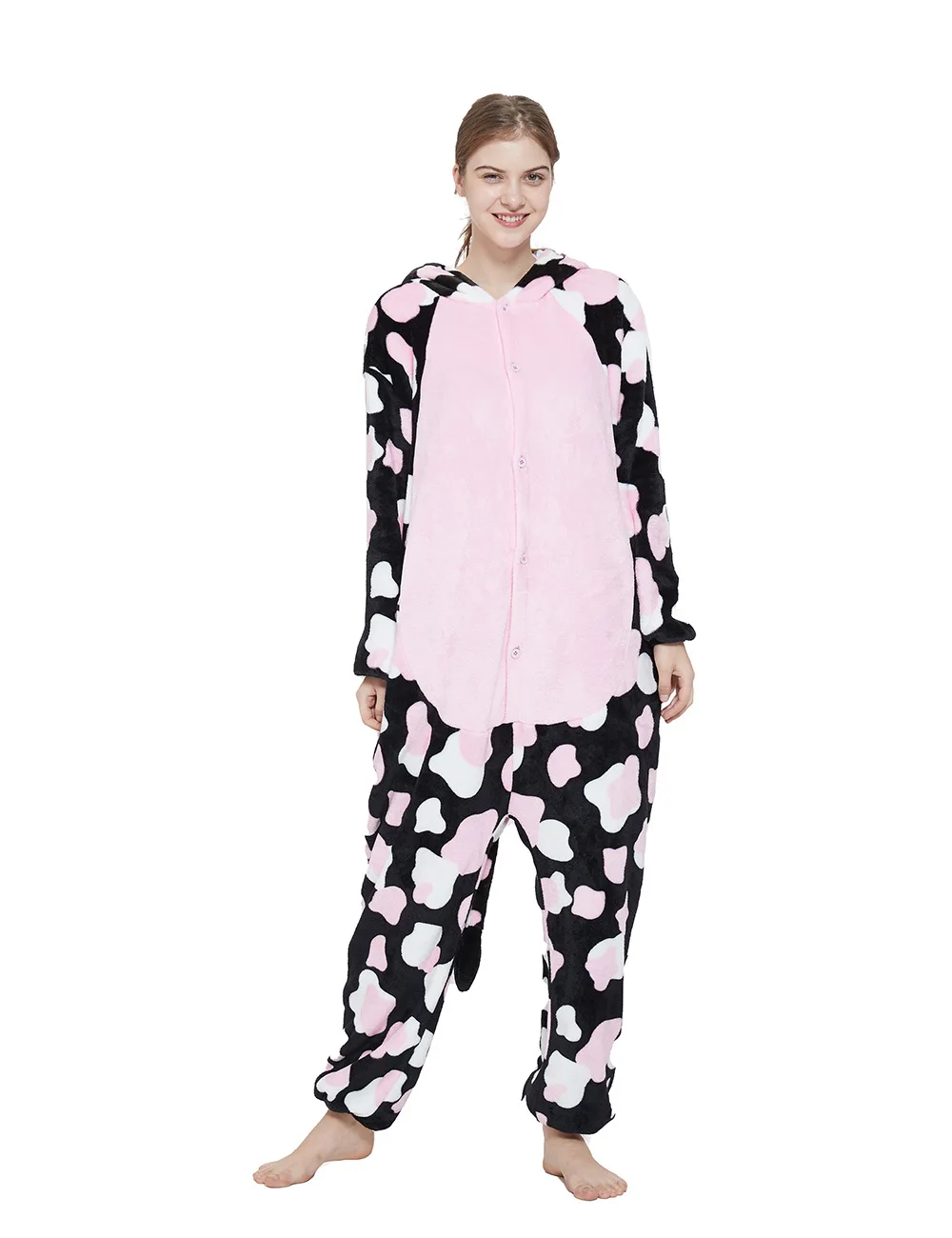 Pijamas vaca rosa para adultos, de casa de animales Kigurumi para mujer, invierno| | - AliExpress