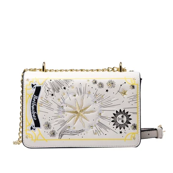 

Fashion Tarot Embroidery Magic Book Shape Pu Purse Daily Clutch Bag Ladies Shoulder Bag Chain Handbag Crossbody Messenger Bag