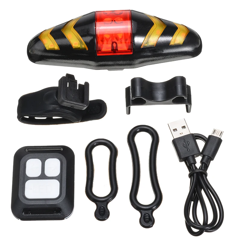 Bicycle Rear Light Wireless Remote Control Rechargeable LED Bike Rear