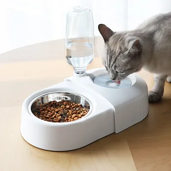 

Automatic Pet Feeder Water Dispenser Silicone Double Bowl Cat Dog Feeder Isolate Dust Bowls Cats Dog Products For Pets