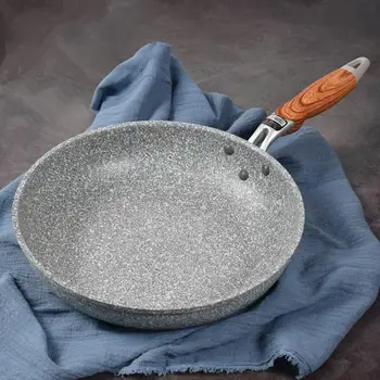 

Medical Stone Non-stick Frying Pan with Wood Grain Handle Dishwasher Safe Cooking Pan Set for Induction Cooker Gas Stove 26/28cm
