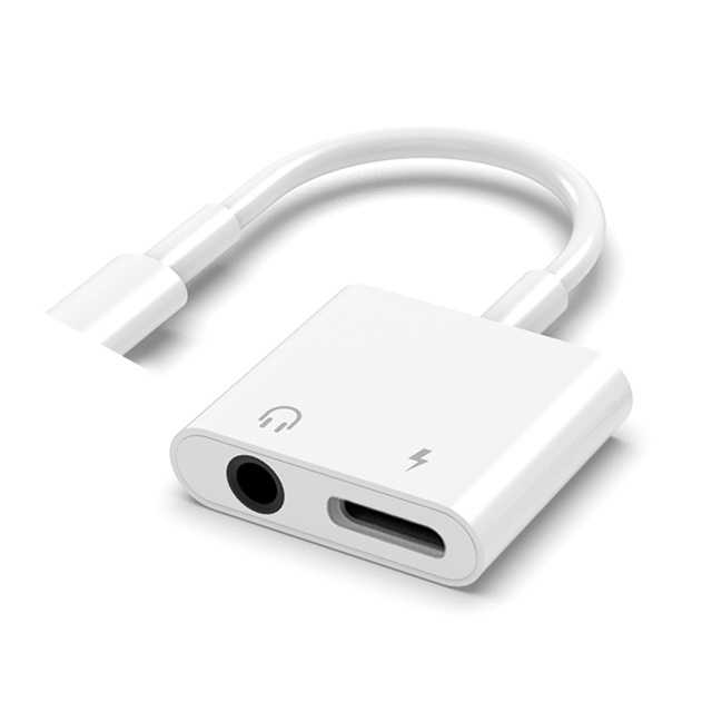 Headphone Audio Adapter For IPhone IPad Apple Product 2 In 1 Lighting To 3.5mm Headset Charging And Listening Adapter
