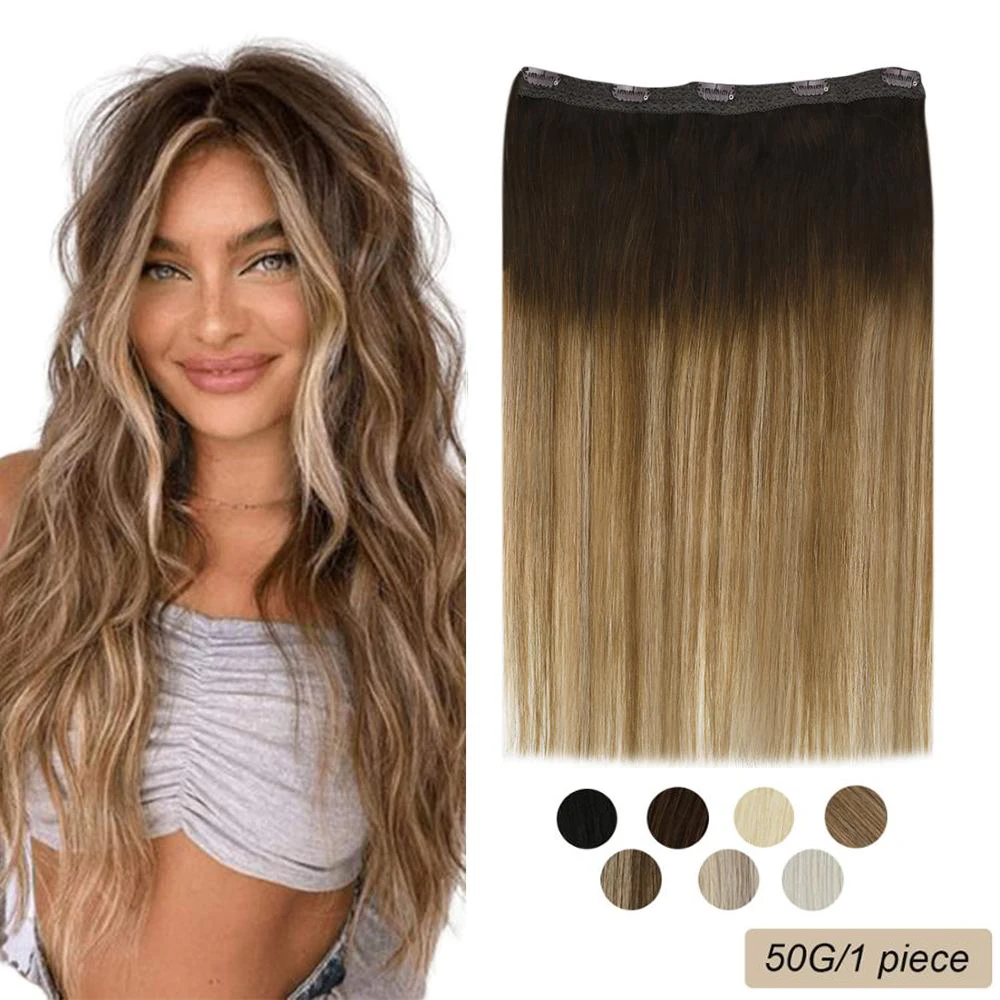 

[New Arrival]Clip in One Piece Hair Extensions Machine Remy Human Hair 14-24" One Piece Clip in Hair 50G 3/4 Full Head Hair