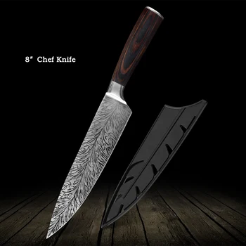 

MUZ Chef’s Knife Hardness Stainless Steel Cooking Tools with Curved Blade for Easy Cuts High Quality Kitchen Slicing Knife Set