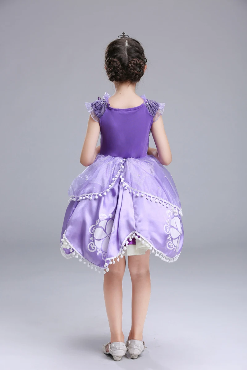 Вечерние платья Спящей красавицы; детское платье принцессы Софии для девочек; детский маскарадный костюм на Хэллоуин; фиолетовый карнавальный костюм