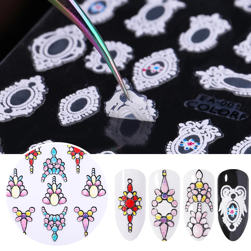 

1 Sheet Nail Stickers Flowers Rose Chain 3D Transfer Stickers Decals Decoration Nail Art Accessories for DIY Manicuring
