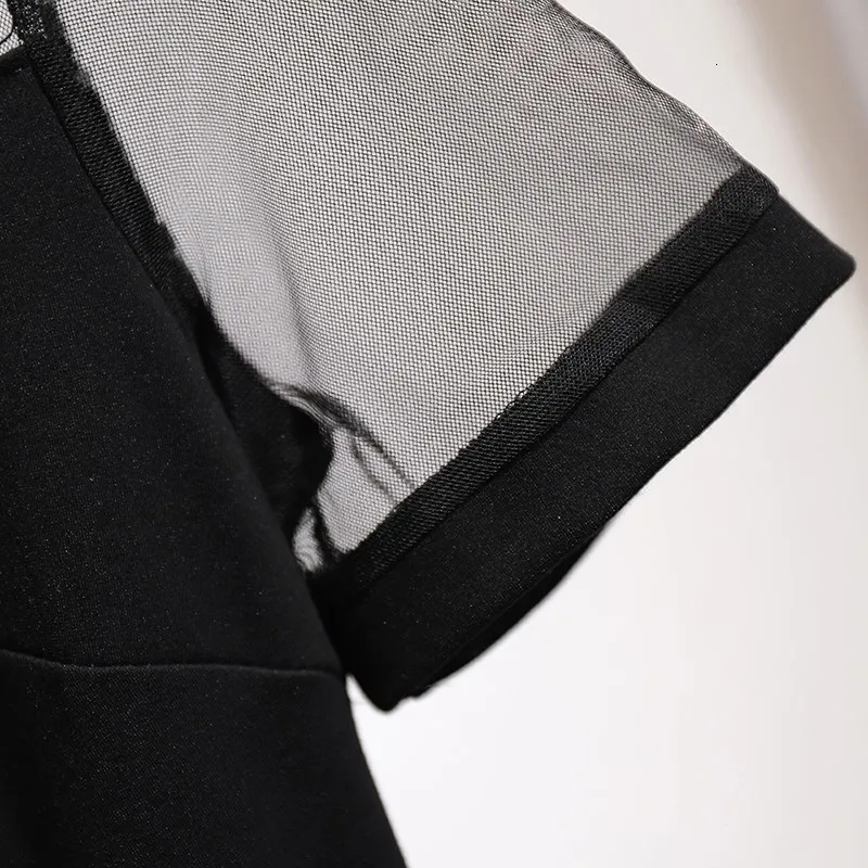 5Xl летнее женское Сетчатое платье большого размера, туника, сексуальное прозрачное платье миди, женское асимметричное черное платье