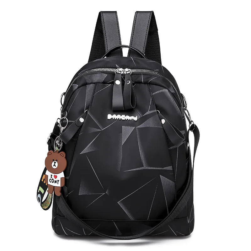 Маленькие рюкзаки для женщин, черный геометрический водонепроницаемый Оксфорд рюкзак для девочек-подростков пакет школьной сумки для женщин колледжа - Цвет: Gray