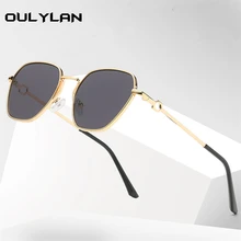 Oulylan, Ретро стиль, полигон, солнцезащитные очки для женщин, Ретро стиль, маленькие солнцезащитные очки, мужские, фирменный дизайн, металлическая оправа, черные солнцезащитные очки, UV400