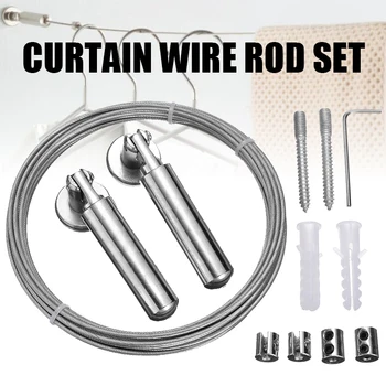 

1 Set Silver Easy To Install 5m Adjustable Stainless Steel Curtain Wire Curtain Curtains Home Decor Accessories