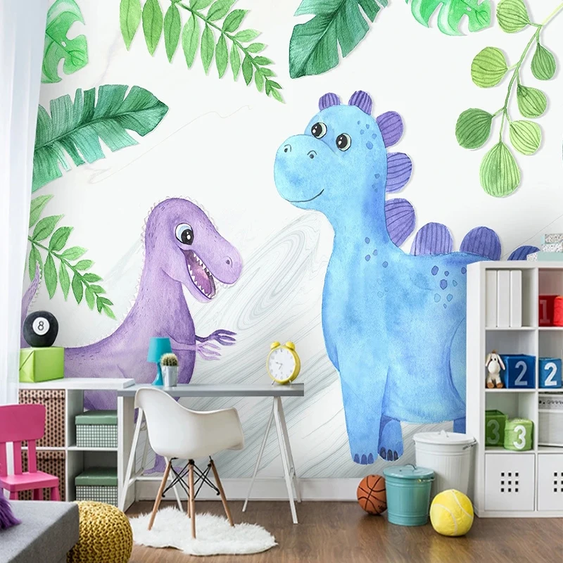 Custom Any Size 3D Wallpaper Self-Adhesive Modern Minimalist Children's Room Tropical Plants Mountain Peaks Dinosaur Papel De Pa