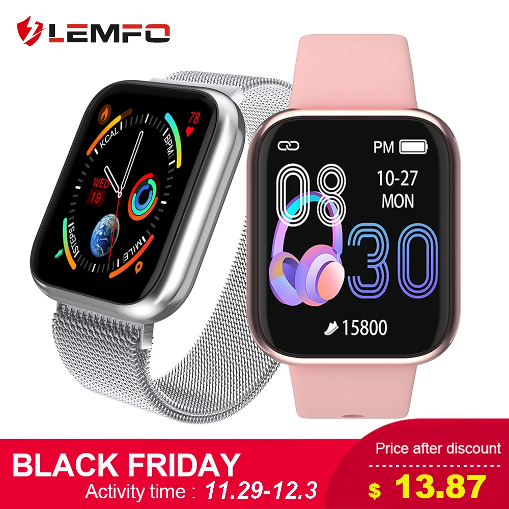 

LEMFO Women Smart Watch Heart Rate Blood Pressure Blood Oxygen Monitoring Pedometer Smartwatch Men Women for Apple Android