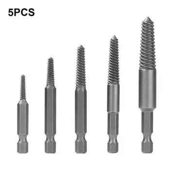 

5PCS Screw Extractor Drill Bit Hex Shank Damaged Bolt Remover Drill Guide Broken Bolt Stud Screw Removal Tool