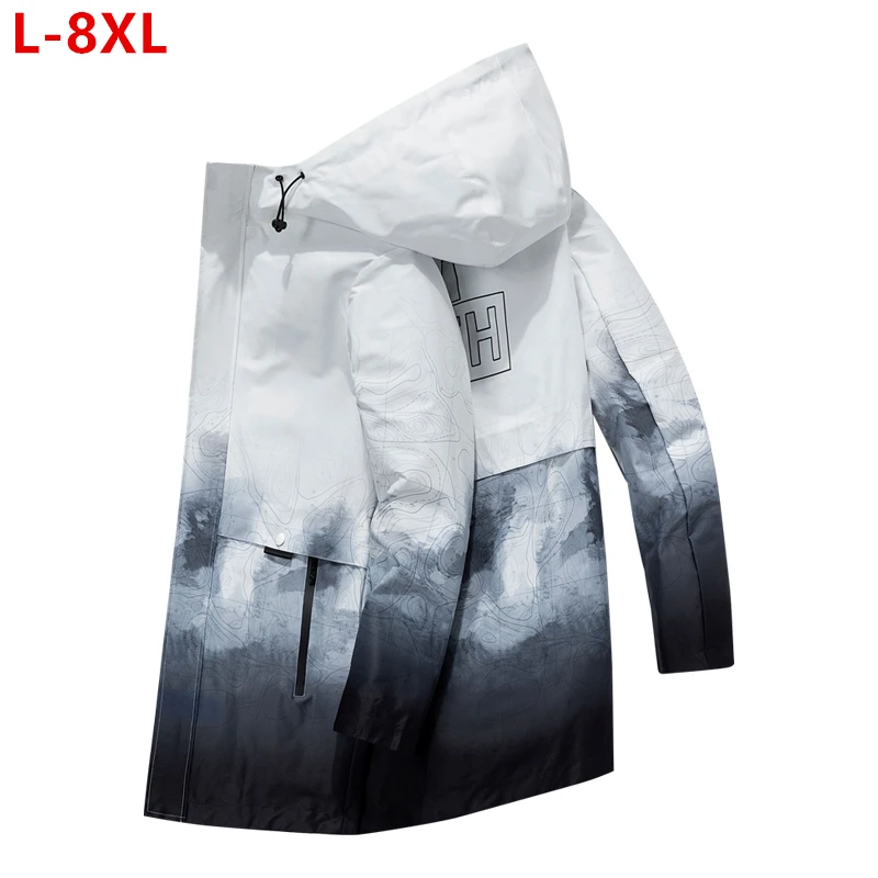 

Boys Hoodie Plus Size 6XL 7XL 8XL Long Trench Loose Men Spring Autumn Gradient Adolescent Teenager Jacket Male Coats Outerwear