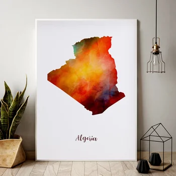

Algeria city map watercolor Map Modern City Canvas Art Print Wall Pictures for Living Room No Frame