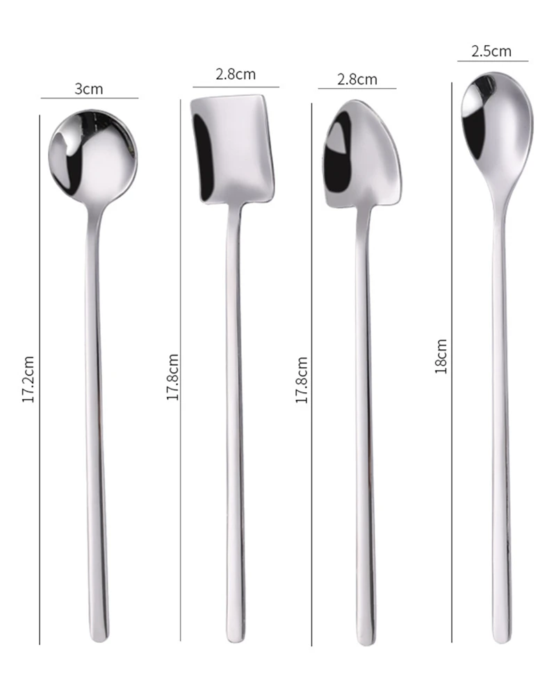 Description Picture 4 of item304 Stainless Steel Coffee Honey Mixing Spoon Tableware Long Handle Ice Cream Tea Shovel Spoons Kitchen Accessories Bar Tools