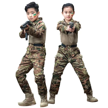 

Kids Military Tactical Uniforms Children Training Suit Summer Camp Camouflage Equipment Boys Girls Pants and Shirts Sets