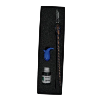 

1 Pc Vintage Handmade Art Elegant Crystal Glass Dip Pen Sign Ink Pens Sapphire