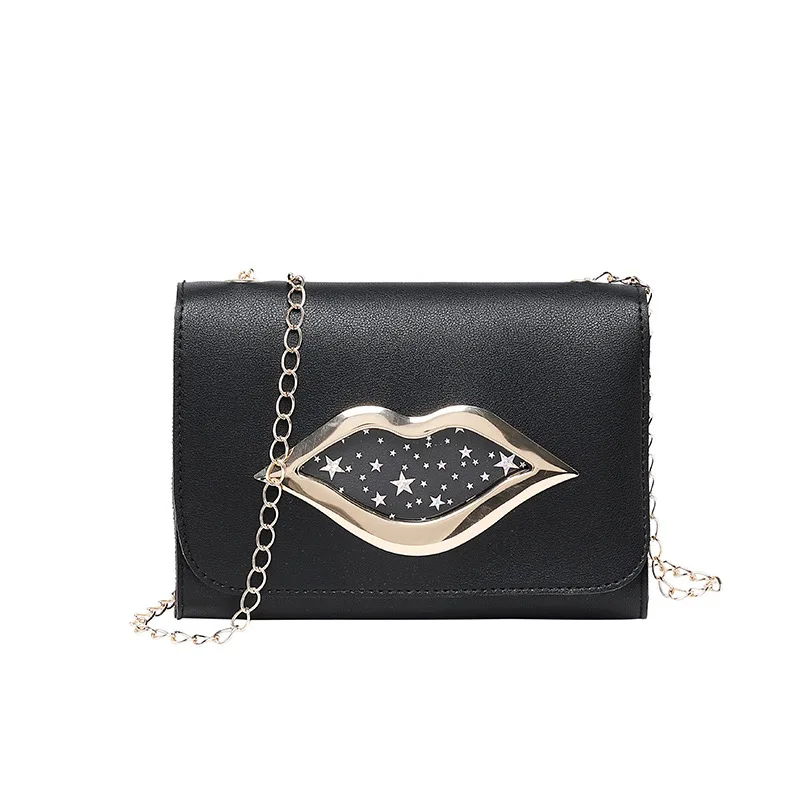 

Brand Fashion Big Lips Shoulder Bag for Women Shiny Stars Leather Change Purse Female Crossbody Messenger Chain Bags Ladies Girl