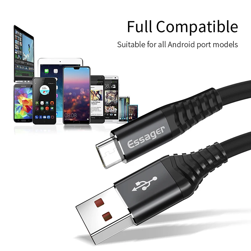 Кабель Essager usb type C для samsung Xiaomi Redmi Note 7 8 10 провод для быстрого заряда шнур USB-C зарядное устройство кабель usbc для мобильного телефона