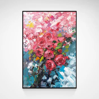 

Beautiful Flower Canvas Painting Handmade Abstract Oil Painting For Living Room Decoration