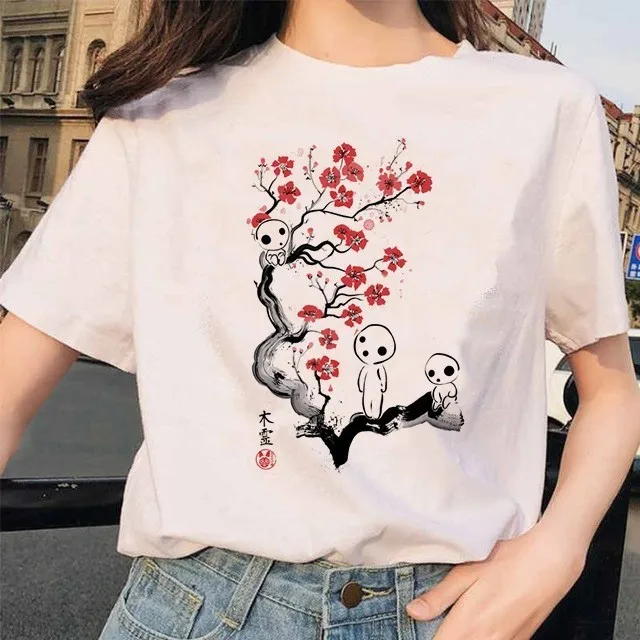 Totoro футболка Женская Топ футболки унесенная спиралью студия Ghibli Kawaii 90s