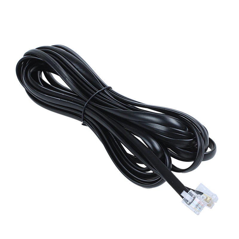 6P6C RJ11 Telephone Extension Fax Modem Cable Line 5M Length Black