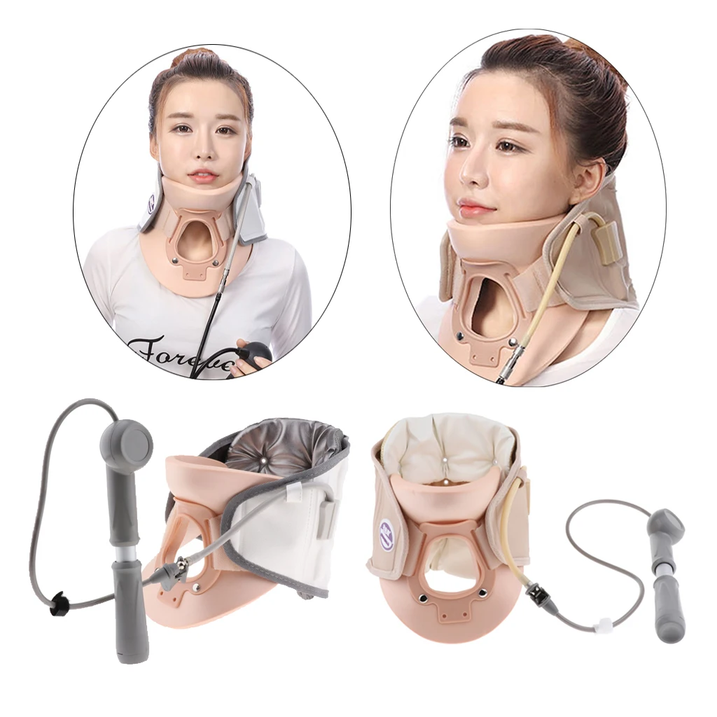 Растягивающийся шейный бандаж компрессионный ошейник с ручным насосом