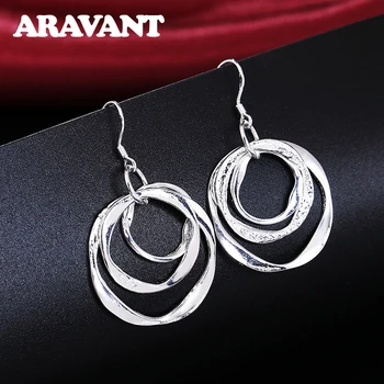 2020 New Arrival 925 Silver Jewelry Drop Earring Women Vintage Three Circle Earrings