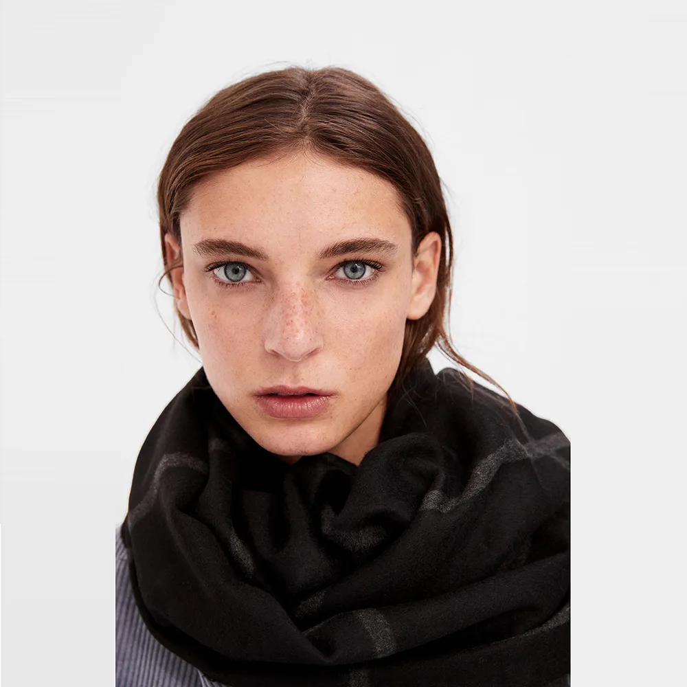 ZA серый плед имитация кашемира шаль шарф для мужчин и женщин толстый теплый коричневый ретро Хаундстут шарф