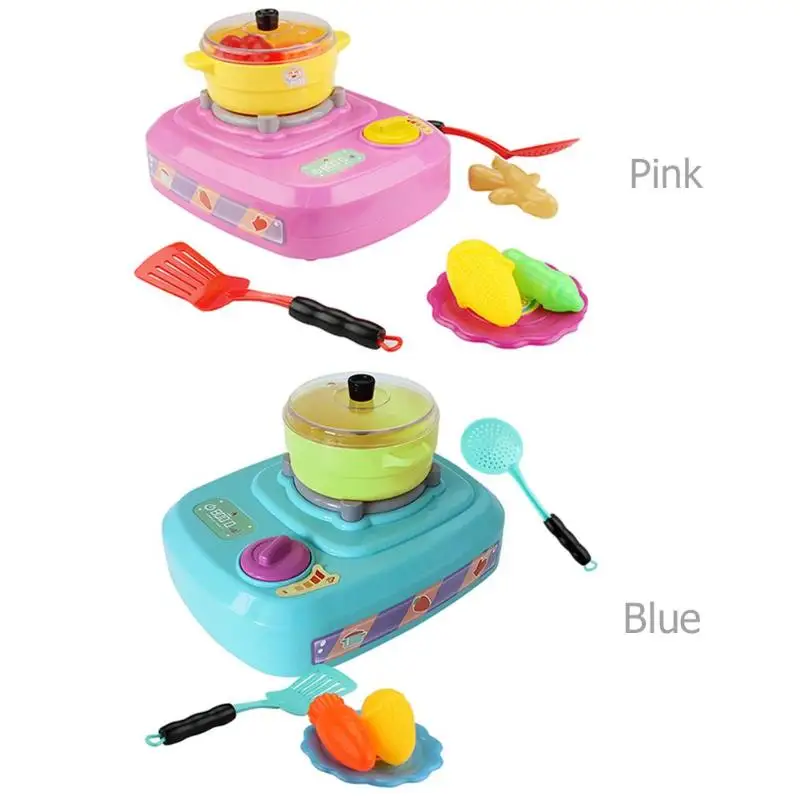 23PCS Children Kitchen Pretend Play Toys Electric Simulation Multi-function Gas Stove Light Ringing Fog Toys Education Toy Gifts