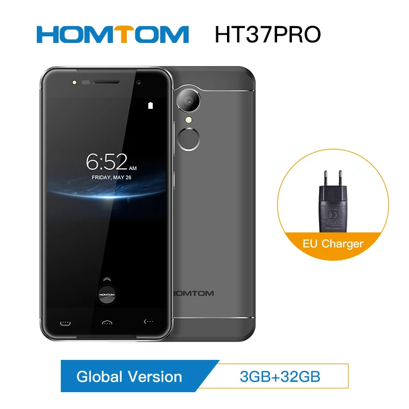 Оригинальный HOMTOM HT37 Pro 3 + 32GB смартфон 4G MT6737 5,0 дюймов HD Android 7,0 сотовый телефон 13 МП 3000 мАч отпечаток пальца ID мобильный телефон