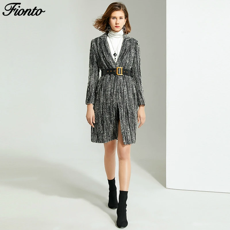 Зимнее шерстяное пальто FIONTO, Женская Длинная Верхняя одежда, пальто, свободные кардиганы с длинным рукавом, вязаное шерстяное пальто, манто Femme Hiver, элегантное