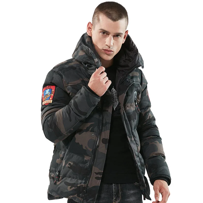 Мужская камуфляжная куртка с хлопковой подкладкой, зимняя куртка-бомбер, теплые плотные пальто, высокое качество, деловая, с карманами, известная, военная, ArmyGreen