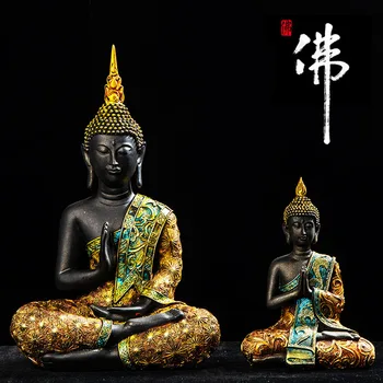

Luxury Buddha Sculpture Resin Hand Made Buddhism Hindu The wheel of fortune Figurine Meditation Home Decor Geomantic Omen prop
