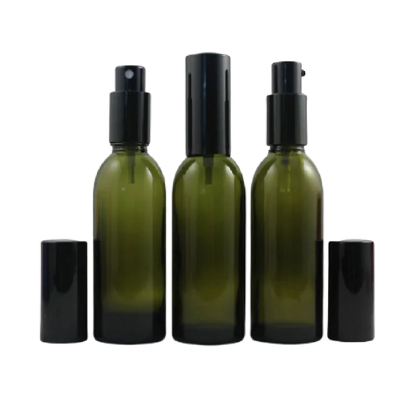60 мл насос/бутылка с распылителем многоразовый косметический инструмент для ухода за кожей высокое качество зеленое стекло дорожная бутылка пустой контейнер для эмульсии 10 шт