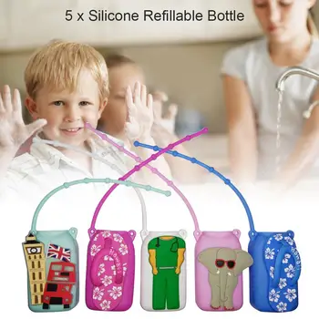 

5PCS 50mL Silicone Refillable Empty Bottles Leak Proof Liquid Soap Bottles Mini Travel Bottles For Kids To Store Hand Sanitizer