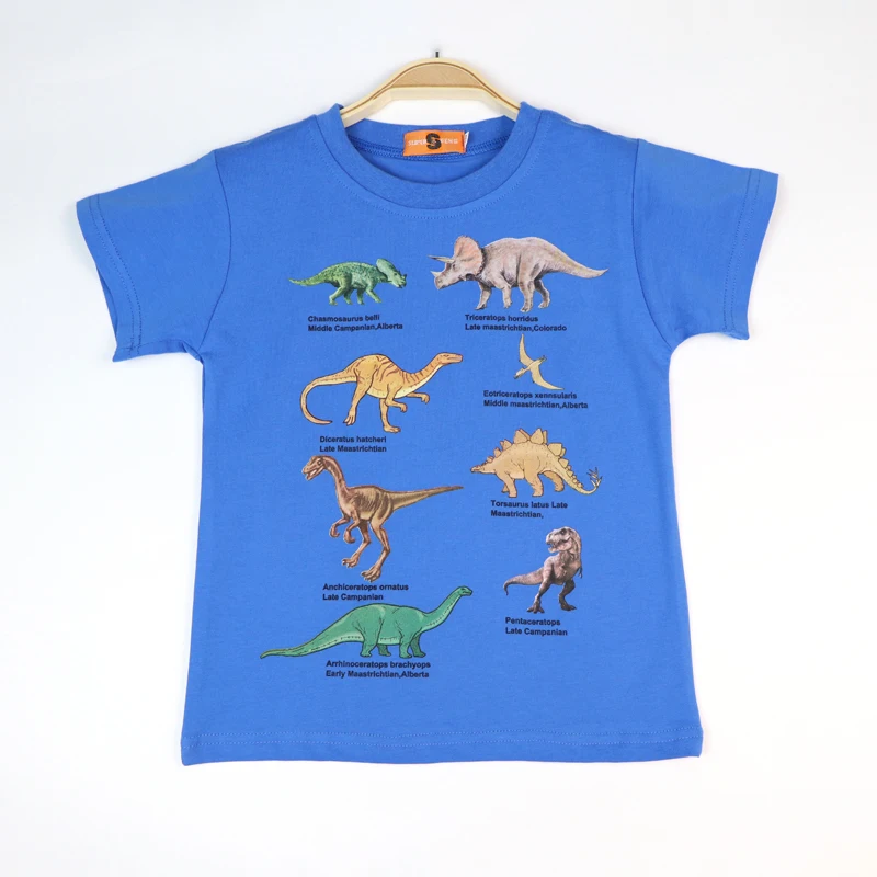 

Boys Cartoon T-shirts Kids Dinosaur Print T Shirt For Boys Children Summer Short Sleeve T-shirt Cotton Tops Clothing 3-8 Years