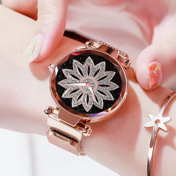 

Luxury Flower Women Watch Rhinestone Watches Fashion Magnet Casual Rose Gold Ladies watch Relogio Feminino Watches Women