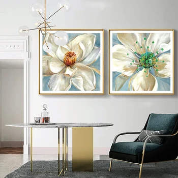 

Abstract Flower Decorative Canvas Paintings Wall Art Handmade Oil Painting White Flower Painting Canvas Art Modern Home Decor