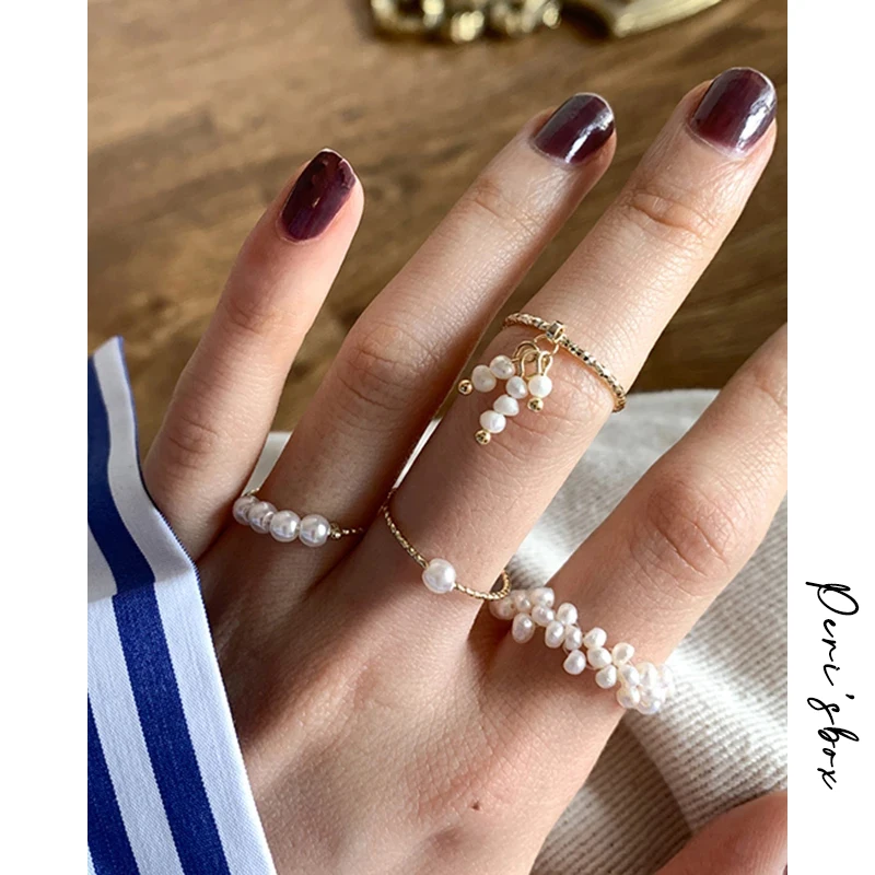 Элегантное минималистичное кольцо Peri'sBox 4 вида конструкций с бусинами кольца