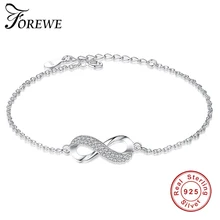 Романтические 925 пробы серебряные прозрачные циркониевые бесконечные браслеты для женщин Роскошные 8 звено цепочки в виде браслета серебряные свадебные украшения