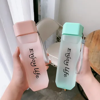 

Frosted Plastic Water Bottle Hand Cup Personality Multi-angle Drop-proof Student Kids Girl Portable Couple Space Water Bottle