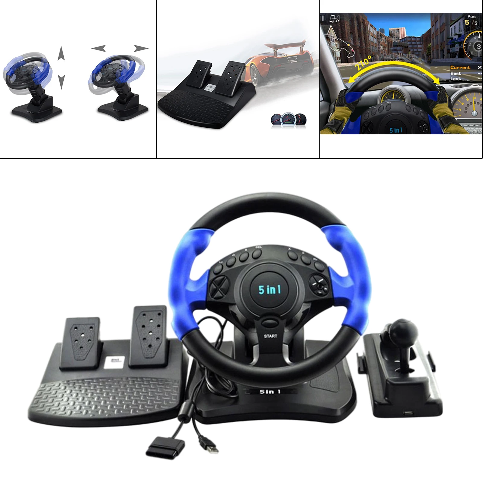 Volante da corsa con pedali sensibili con vibrazione per uno per PS4 per  PS3 per Switch PC Android PC Gaming Wheel - AliExpress