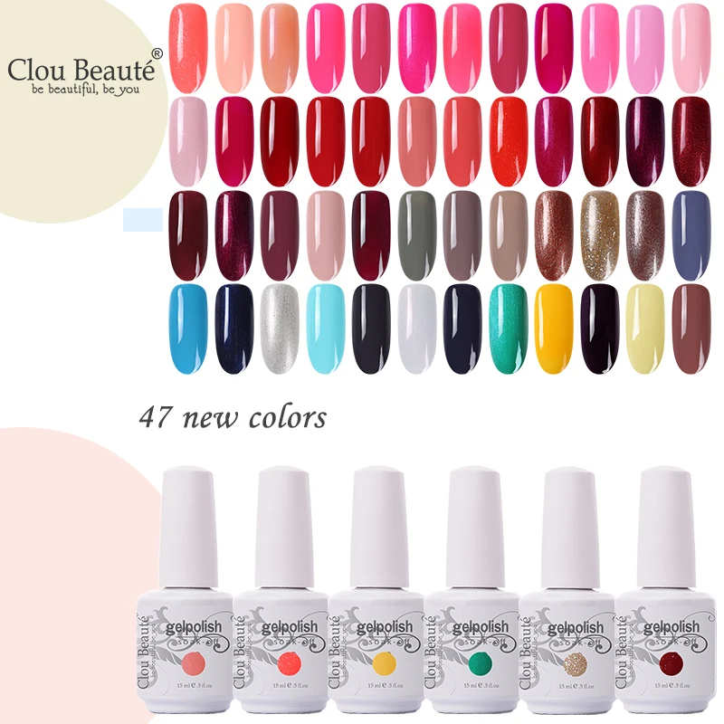 Гель-лак Clou Beaute Vernis, УФ-краска, сделай сам, лак для ногтей, гибридный, 15 мл, розовый, красный, фиолетовый цвета, УФ-яркий и блестящий Гель-лак