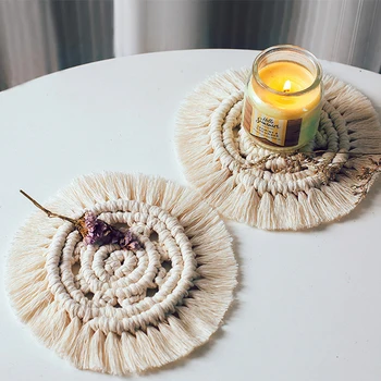 

Drink Pad Coaster Bohemian Tablecloth Placemat Glass Coaster Christmas Round Placemat For Kitchen Decoration&Kitchen Drain Rack