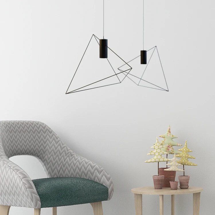 Nordic creative loft iron retro industrial chandelier bar cafe restaurant bedside triangle chandelier led